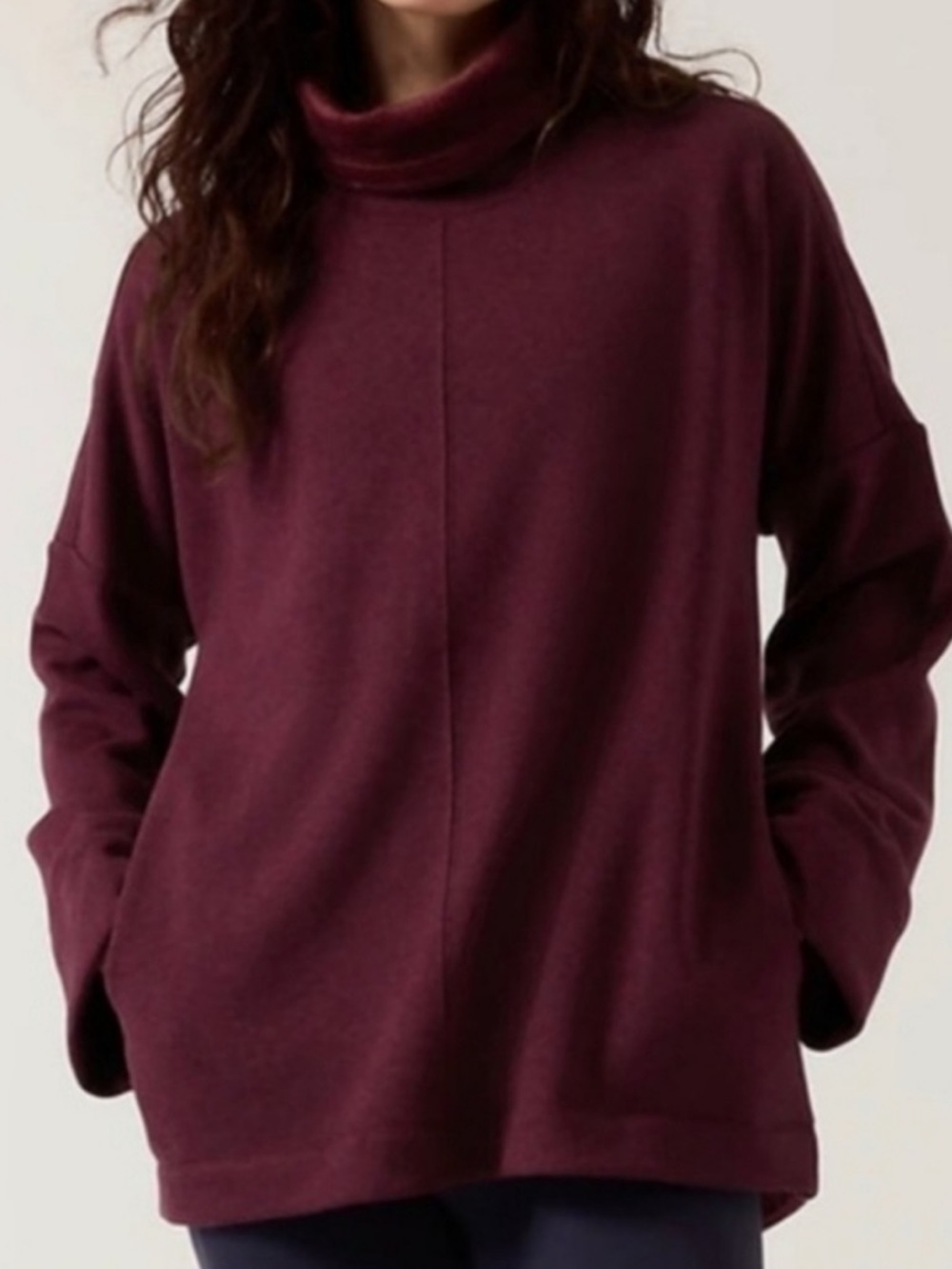 Athleta Cozy Karma Funnel Neck Sweatshirt In Spiced Cabernet Heather
